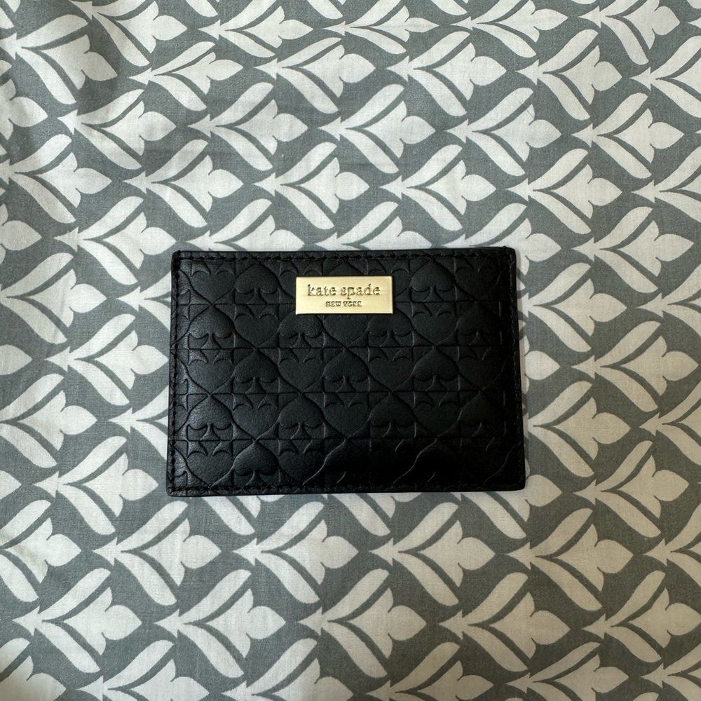 Kate Spade quilted black leather cardholder